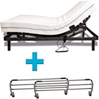 Duermete Cama Eléctrica Articulada Reforzada 5 Planos + Colchón Dorsal Viscoelástico + Juego Barandillas Abatibles- 80 X…